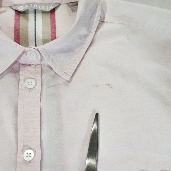 Athleta Shirt Womens Medium Light Pink Button Down Casual Long Sleeve Stripe - Picture 5 of 9